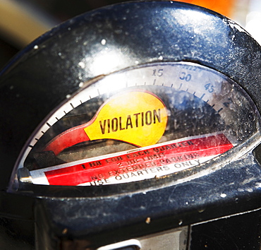 Close up of Violation on parking meter