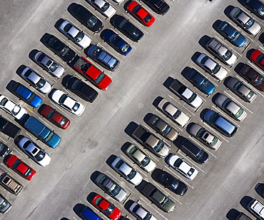 aerial veiw of cars in parking lot