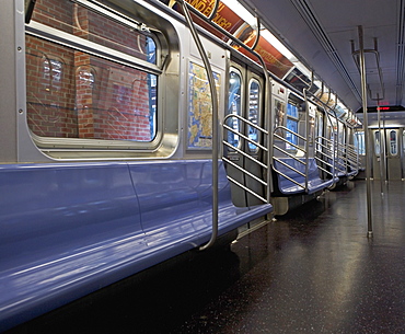 Interior of subway train, New York City, New York, United States