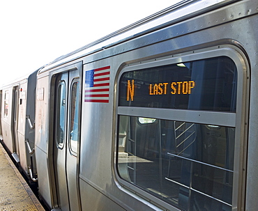 Subway train and platform, New York City, New York, United States