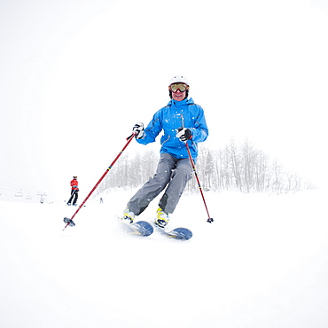 A downhill skier