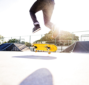 Man skateboarding in skatepark, West Palm Beach, Florida