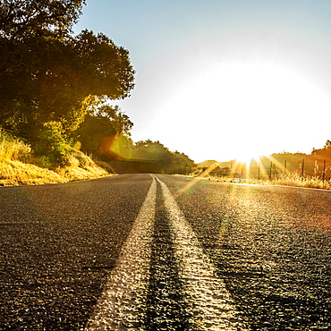 Road at sunset in San Luis Obispo, California, USA