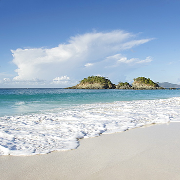 Beach with cliff in distance at Trunk Bay in St. John, Virgin Islands