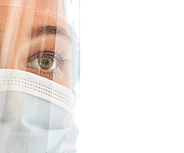 Nurse in mask and face shield