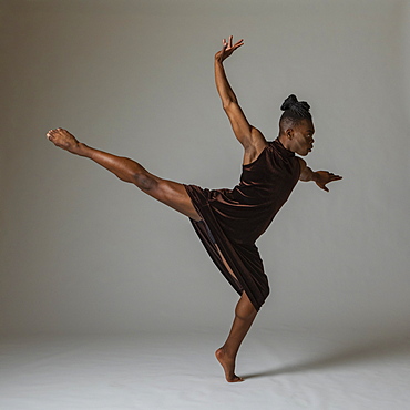 Studio shot of man dancing