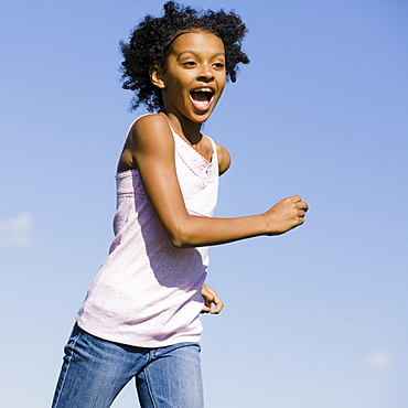 Young girl running