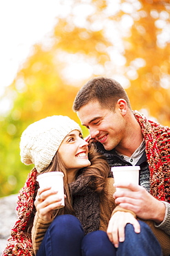 Portrait of couple in Central Park, USA, New York State, New York City