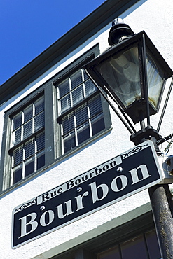 Bourbon Street sign and Lamp post