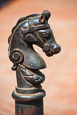 Iron statue of a horse's head