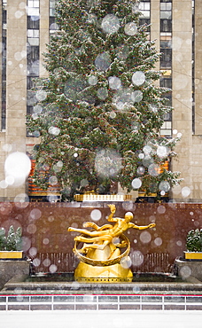 Rockefeller center on a snowy day