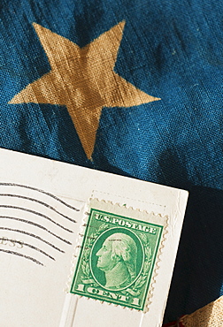 Postcard on American flag