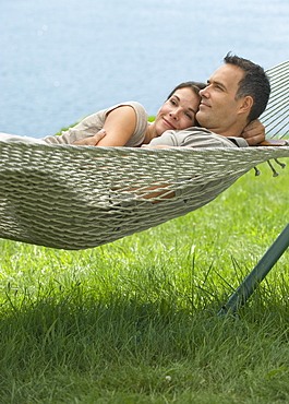 Couple laying in hammock