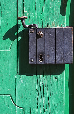 Close up of old door latch in Prague