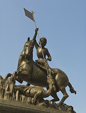 Saint George slaying the dragon statue in Prague