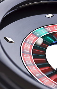 Close up of spinning roulette table