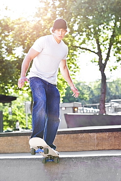 Young man skateboarding