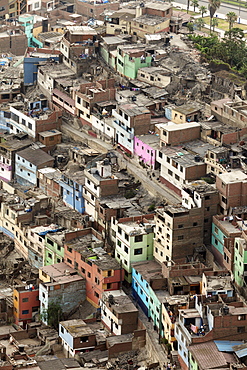 Aerial view to slums district, Lima, Peru