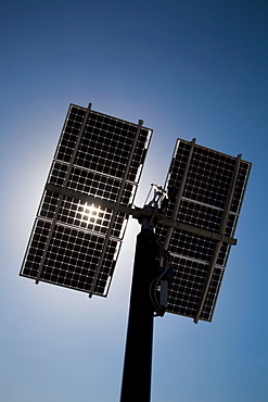 Solar panels against clear sky