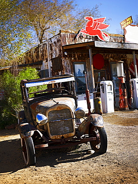 Antique truck at general store in the American west