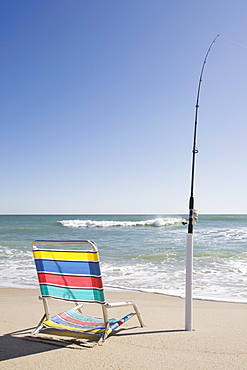 Beach chair and fishing rod