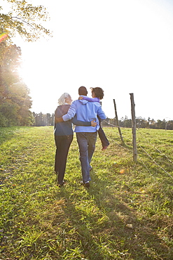 Family going for a walk