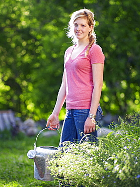 Woman working in garden