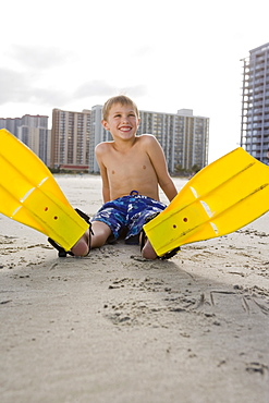 A young boy at the beach