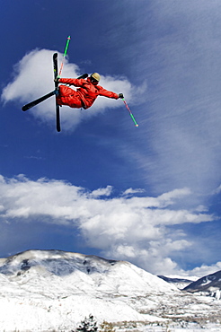 Skier jumping, Aspen, Colorado, USA 