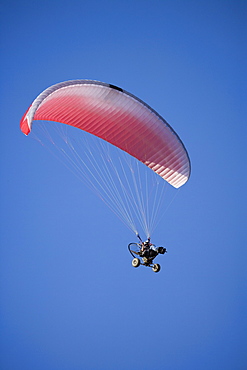 Low angle view of paraglider in air