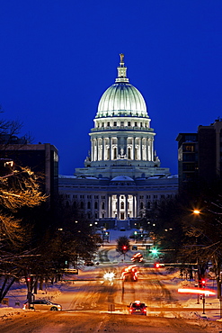 Illuminated State Capitol Building, Madison, Wisconsin