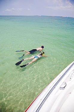 People snorkeling in water, Florida, United States