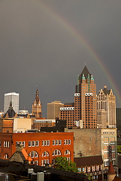 Rainbow over downtown Milwukee