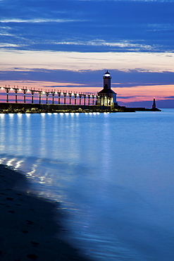 Michigan City Lighthouse at sunset