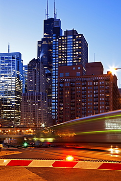 USA, Illinois, Chicago Skyscrapers at dusk