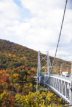 Truck crossing bridge, USA, USA, New York State, Bear Mountain