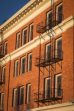 USA, Nevada, Goldfield, Building exterior with fire escapes