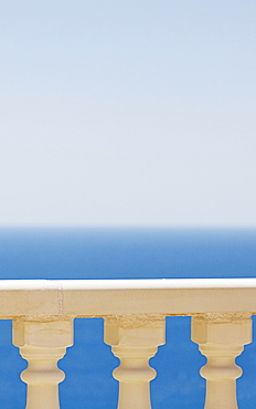 Spain, Costa Blanca, View of sea over balustrade