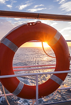 Close-up of lifebelt, Mediterranean Sea