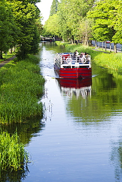 River boat on Grand Canal in Dublin Ireland