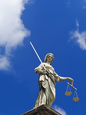 Scales of justice statue on the Dublin castle