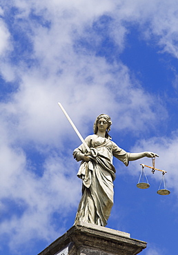 Scales of justice statue on the Dublin castle