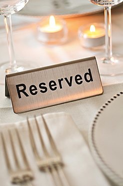 Reservation tag on dining table