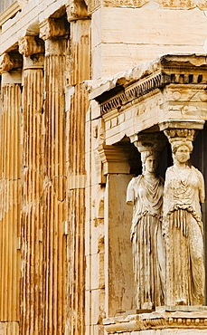 Greece, Athens, Acropolis, Caryatids on Erechtheum