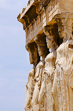 Greece, Athens, Acropolis, Caryatids on Erechtheum