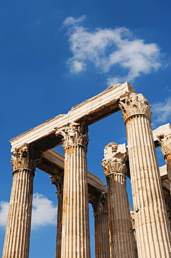 Greece, Athens, Corinthian columns at Temple of Olympian Zeus