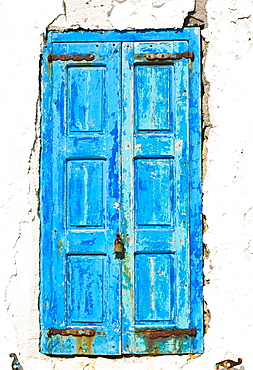 Greece, Cyclades Islands, Mykonos, Old blue door