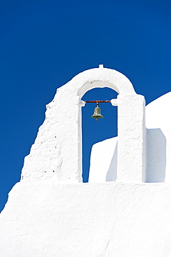 Greece, Cyclades Islands, Mykonos, Paraportiani church bell tower