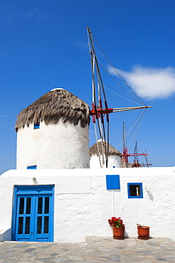 Greece, Cyclades Islands, Mykonos, Old windmills