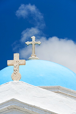 Greece, Cyclades Islands, Mykonos, Church dome with cross